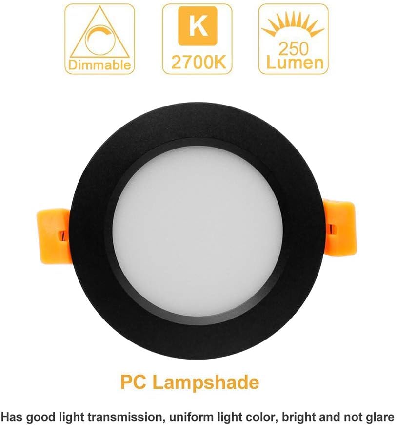 YGS-Tech 2 Inch LED Recessed Lighting, Dimmable 3W, 2700K Ultra Warm White, 16 Pack, Plastic