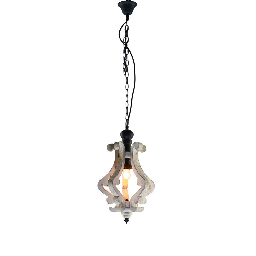 A & B Home DS35539 Harper Chandelier, 1-Light, 90% Fir Wood & 10% Iron, 12.5in x 12.5in x 21in,