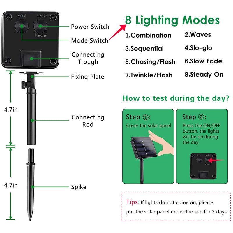 Upgraded 4 Pack 160Ft 400 Led Solar Christmas Lights Outdoor Solar String Lights With 8 Lighting Modes Waterproof Solar Fairy Lights For Garden Yard Patio Christmas Tree Decoration (Warm White)