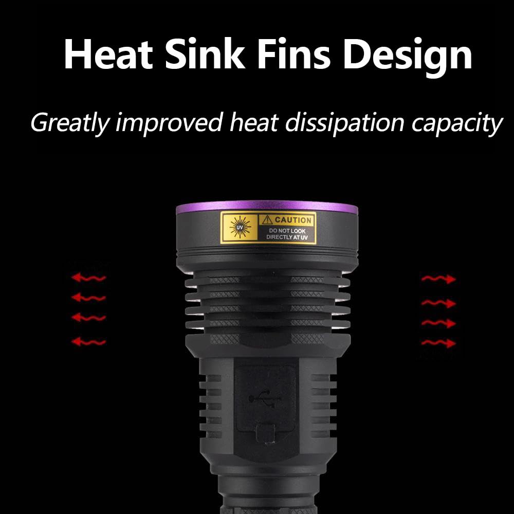 ALONEFIRE SV43 36W UV Flashlight - USB C Rechargeable Black Light for Pet Urine Detection, Resin Curing, Fishing, and Bed Bug Control