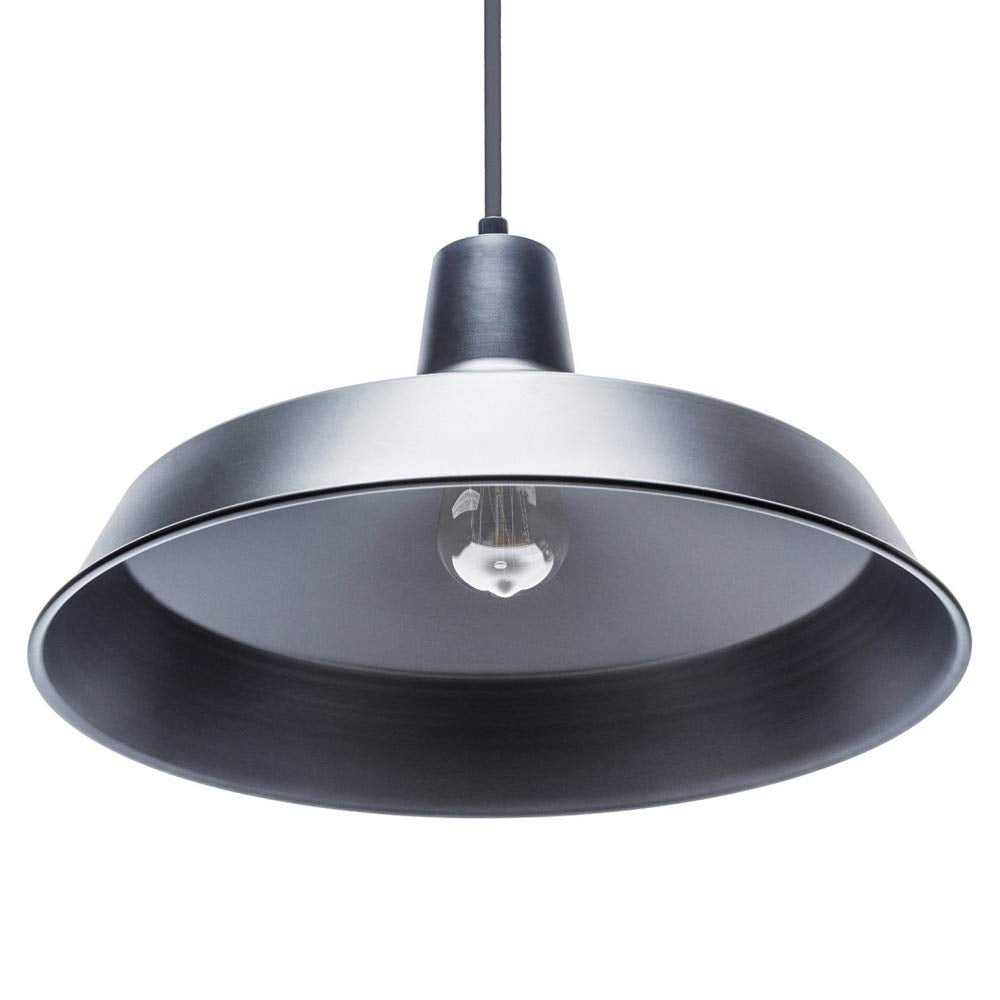 Globe Electric 65151 1-Light Pendant Light Fixture, Metal, Matte Black, 15ft Cord, In-Line Switch