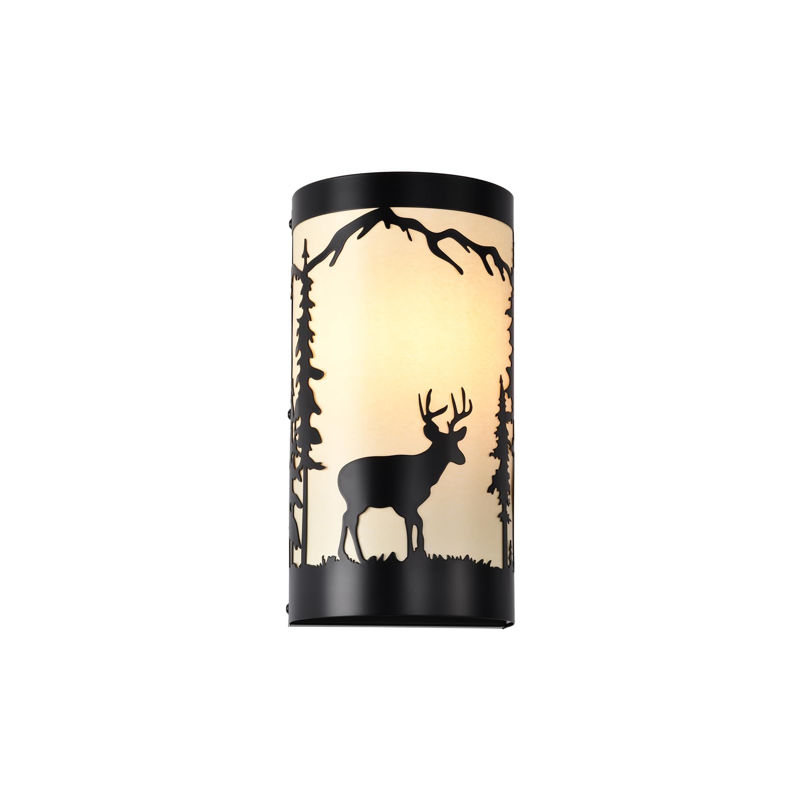 Sunnyin Wall Light Fixtures,Deer Cream White Parchment Rustic Wall Sconces,Farmhouse E26 Base Wall Sconce Light,Industrial Metal