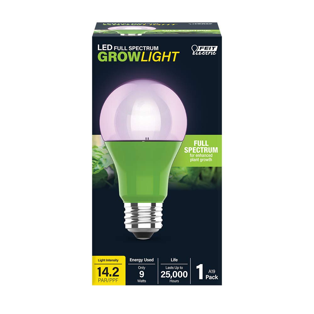 Feit Electric A19 LED Grow Light Bulb, 60W Equivalent, Full Spectrum, Non-Dimmable, 1 Count, 448nm Blue to 630nm Red Spectrums