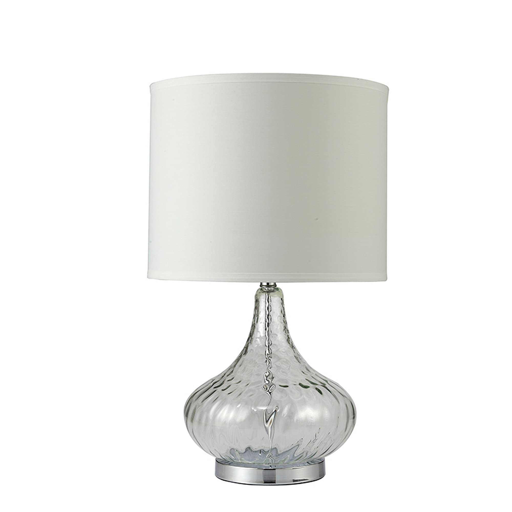 Benzara Table Lamp, Glass Body, Clear and White, Model BM240428