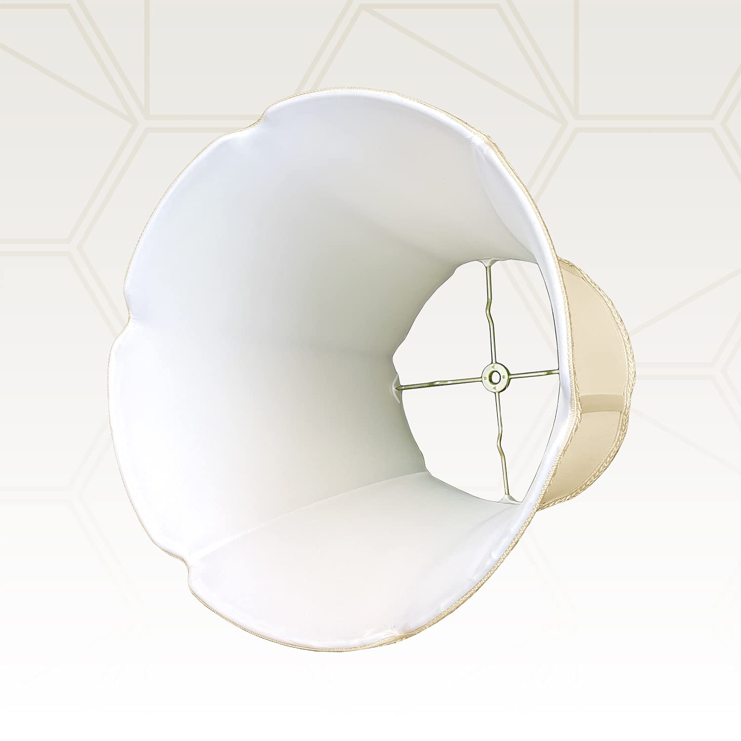 Royal Designs Tapered Drum W V-Notch Top And Bottom Designer Lamp Shade, Eggshell, 10X16X14