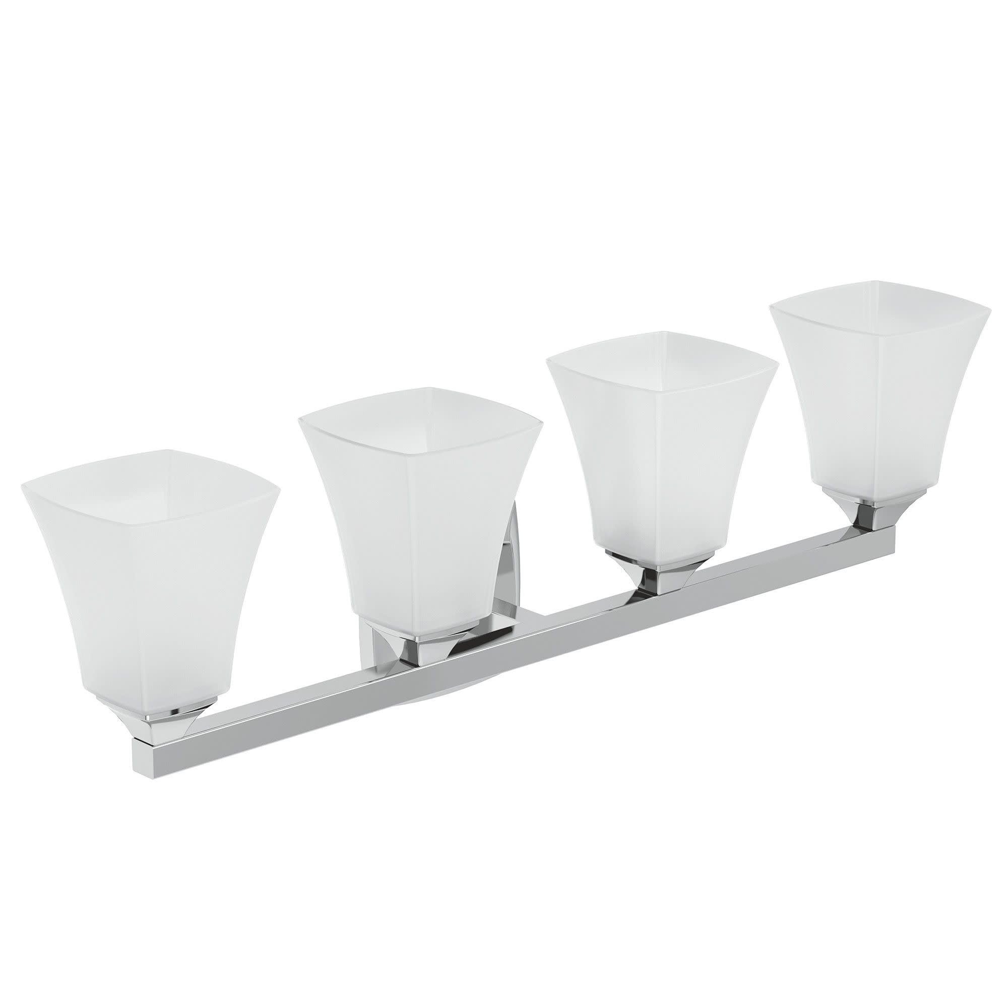 Moen YB5164CH Voss 4-Light Dual-Mount Bath Bathroom Vanity Fixture with Frosted Glass, Chrome