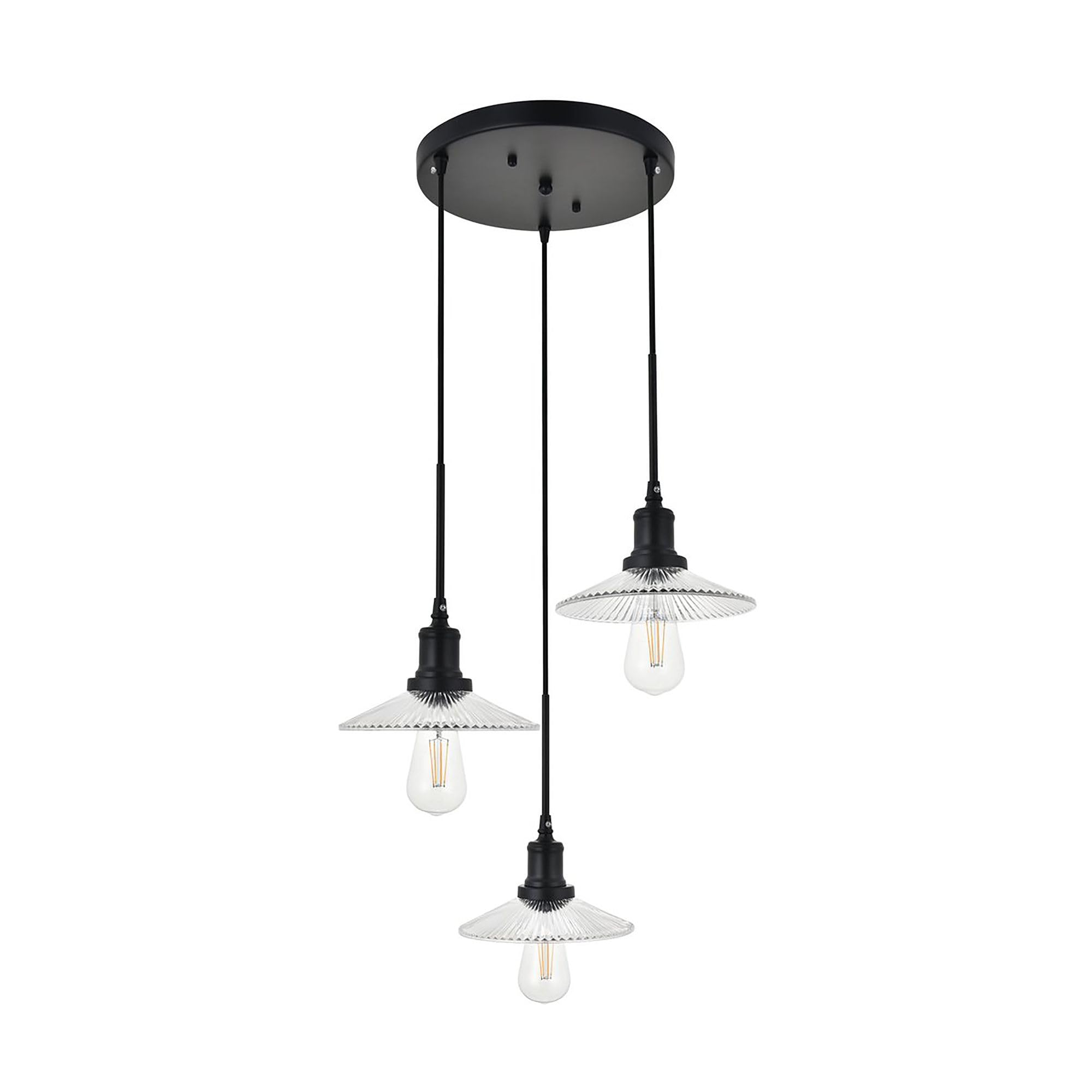 Living District Indoor Modern Home Decorative Bright Ceiling Waltz 3 Light Black Pendant