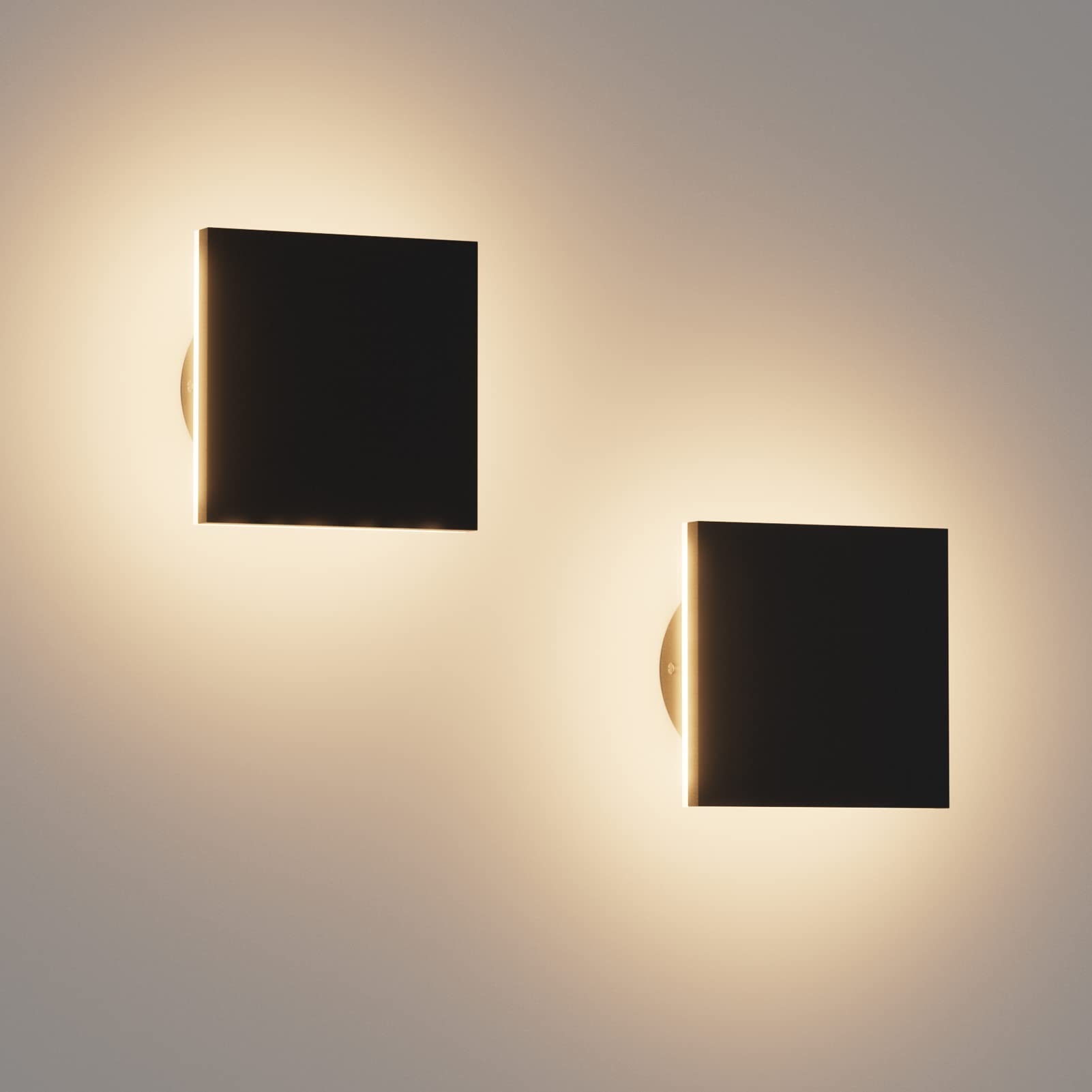 Aoceley 2 Packs LED Wall Light Outdoor Indoor Modern Wall Sconce Mini Wall Sconce Black Modern Outdoor Wall Lights Aluminum Porc