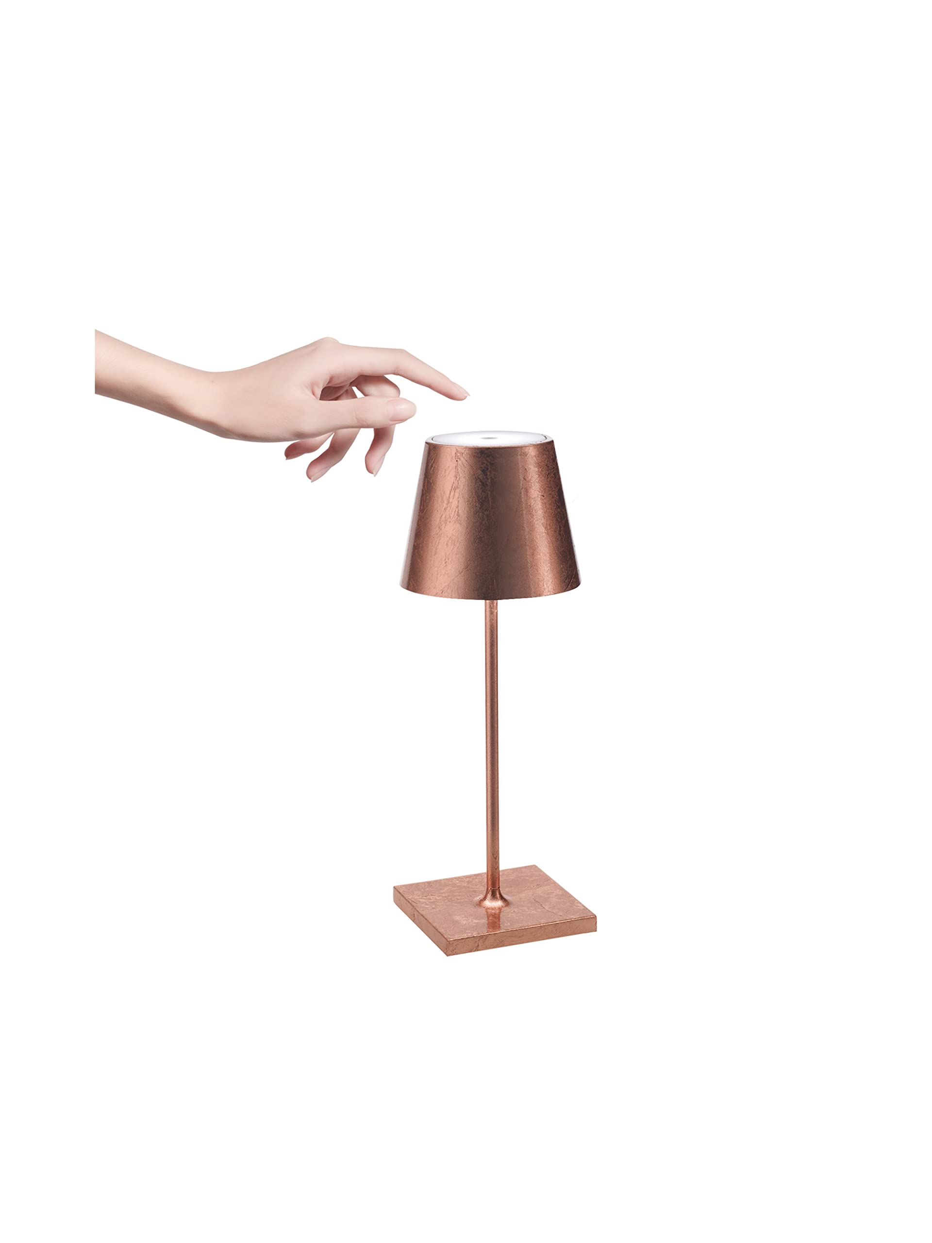 Zafferano, Poldina Pro Mini Lamp With Copper Leaf, Rechargeable Cordless Table Lamp With Touch Controls, Usable As An Indoor Lam