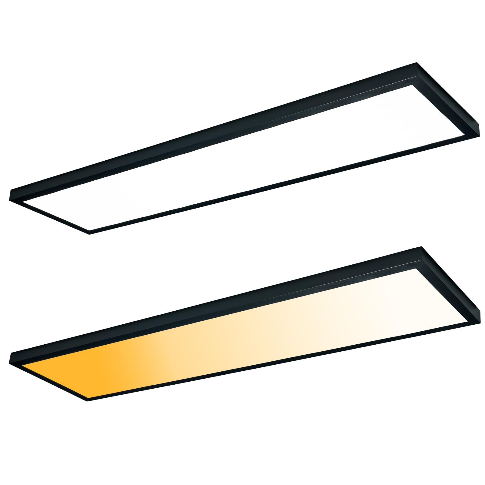 Mcacggo Black 1x4 LED Flat Panel Light Surface Mount, 5000K-4000K-3000K Selectable & Triac Dimmable, Rectangular Flush Mount Cei