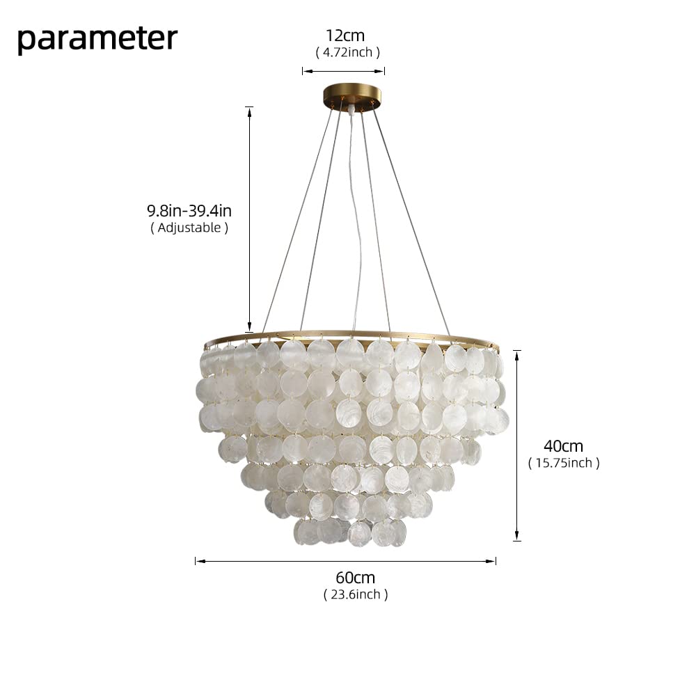 ZEDSUN Capiz Chandelier 5 Lights Shell Ceiling Light 24in Gold Model 900201