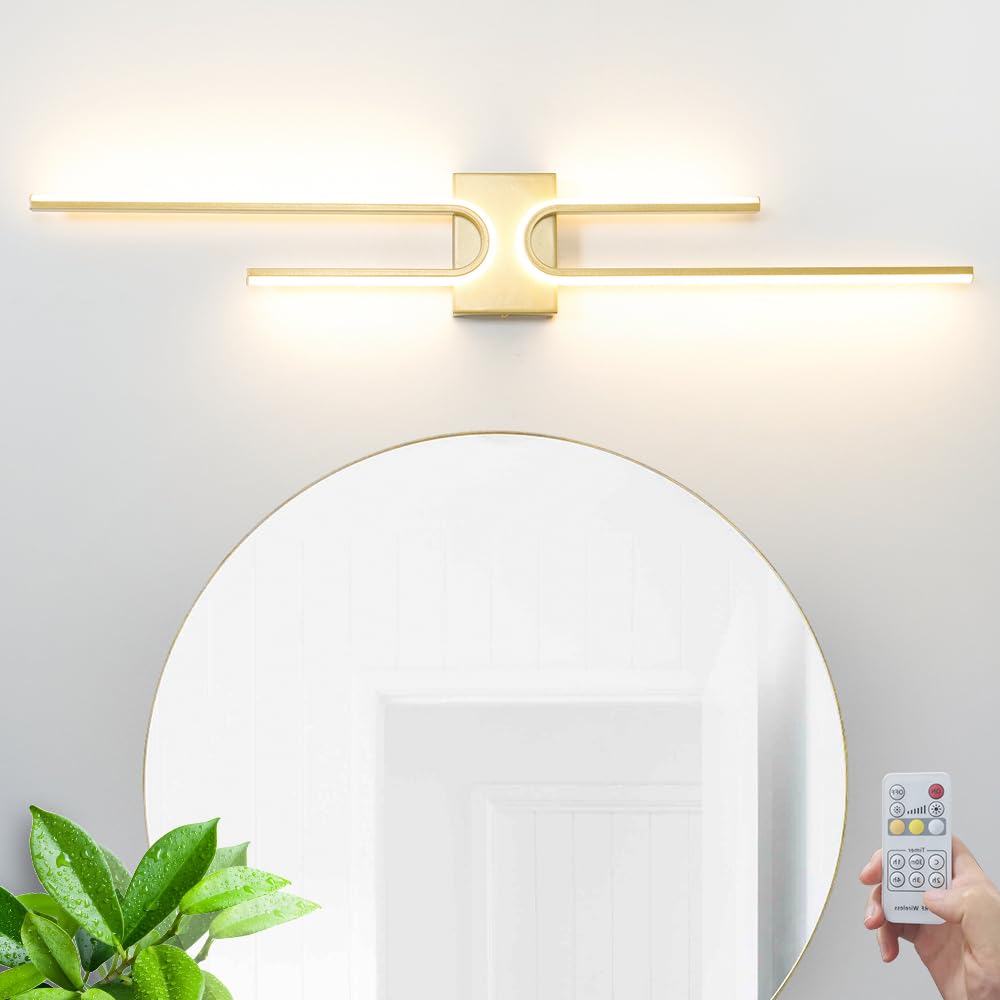 OIYIO Modern LED Bathroom Vanity Light Fixture, Dimmable, Gold, 39.17 Inch, Metal, Model 250115