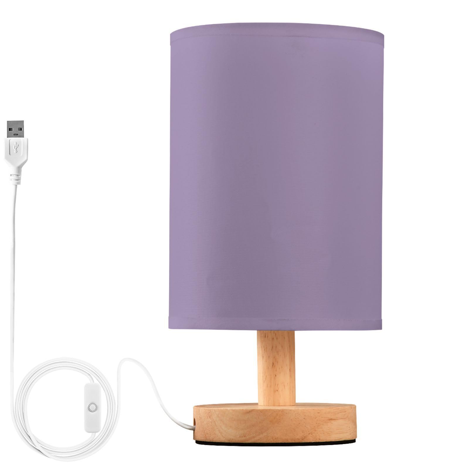 ALAZA Lavender Color Decor Bedside Table Lamp with USB Port for Bedroom Nightstand Office Desk LED Bulb Included