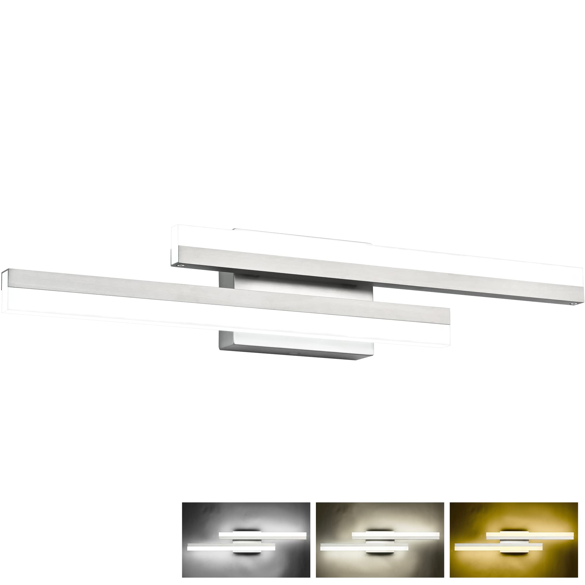 PRESDE Modern Vanity Light Bar, 24inch Dimmable Brushed Nickel, Metal & Acrylic, Model 6660-610mm