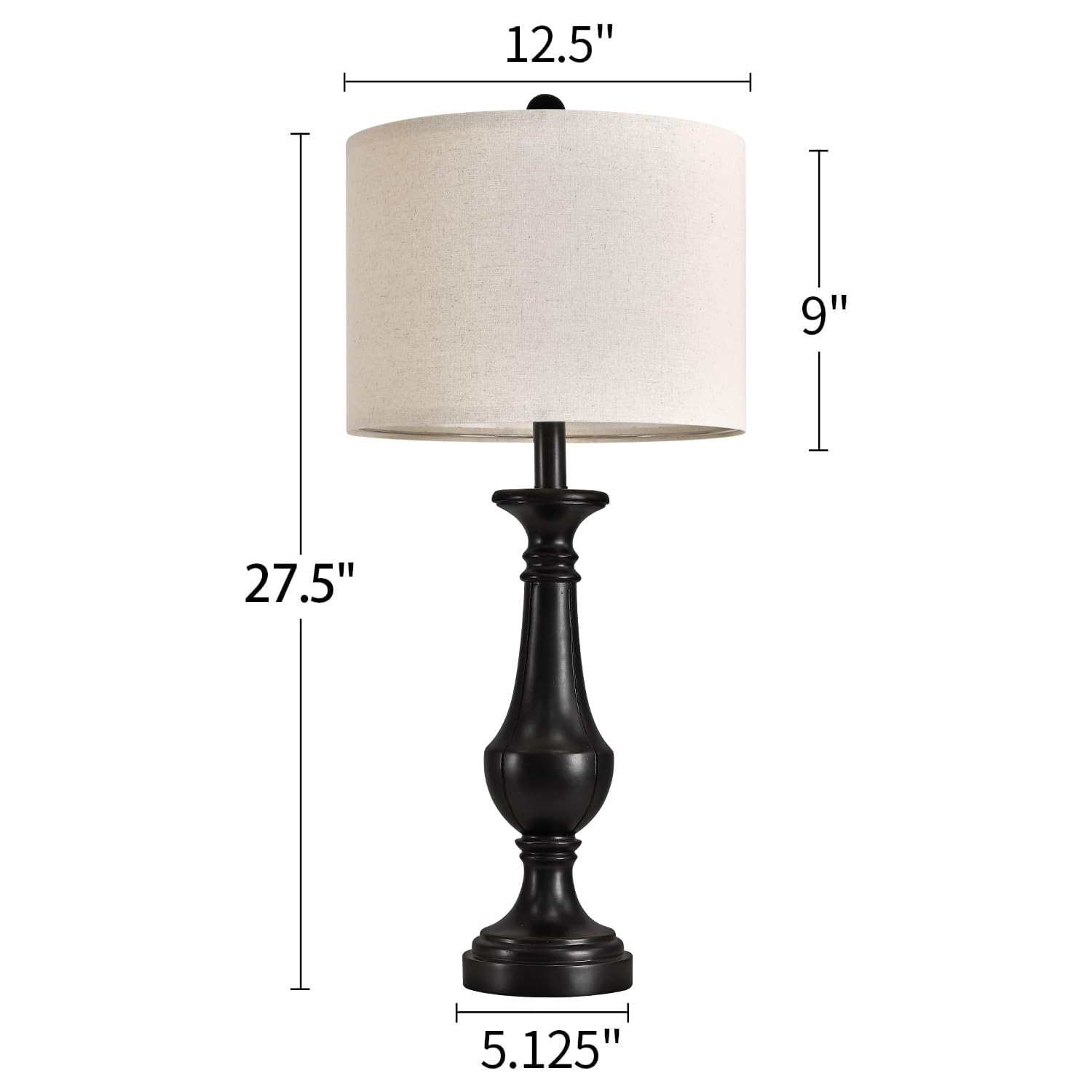 Pokat 27.5'' Farmhouse Table Lamp For Living Room, Mid Century Tall Table Lamp For Bedroom, Bedside Lamps For Night Stands, Wood