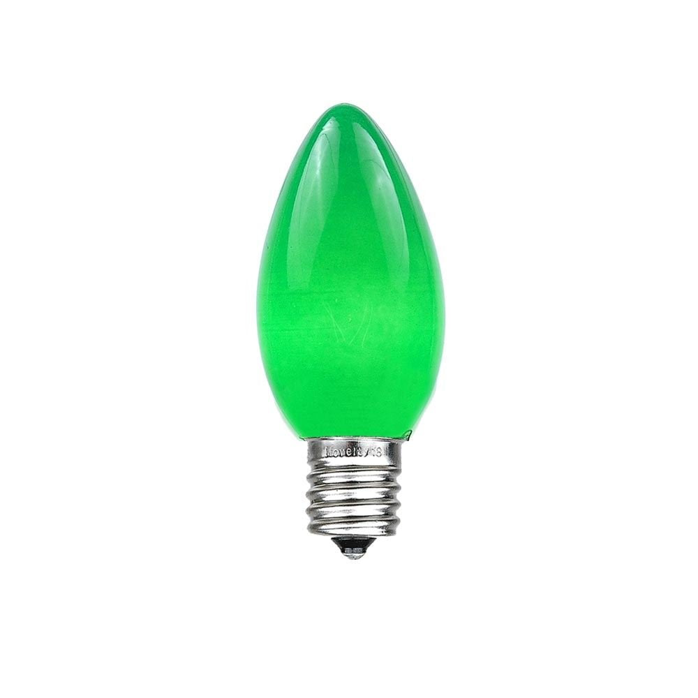Novelty Lights Ceramic Christmas Replacement Bulbs - Outdoor Individual Bulbs for Events  Holiday Parties  Patios  and More - C7/E12 Candelabra Base  5 Watt Lights (Green  25 Pack)