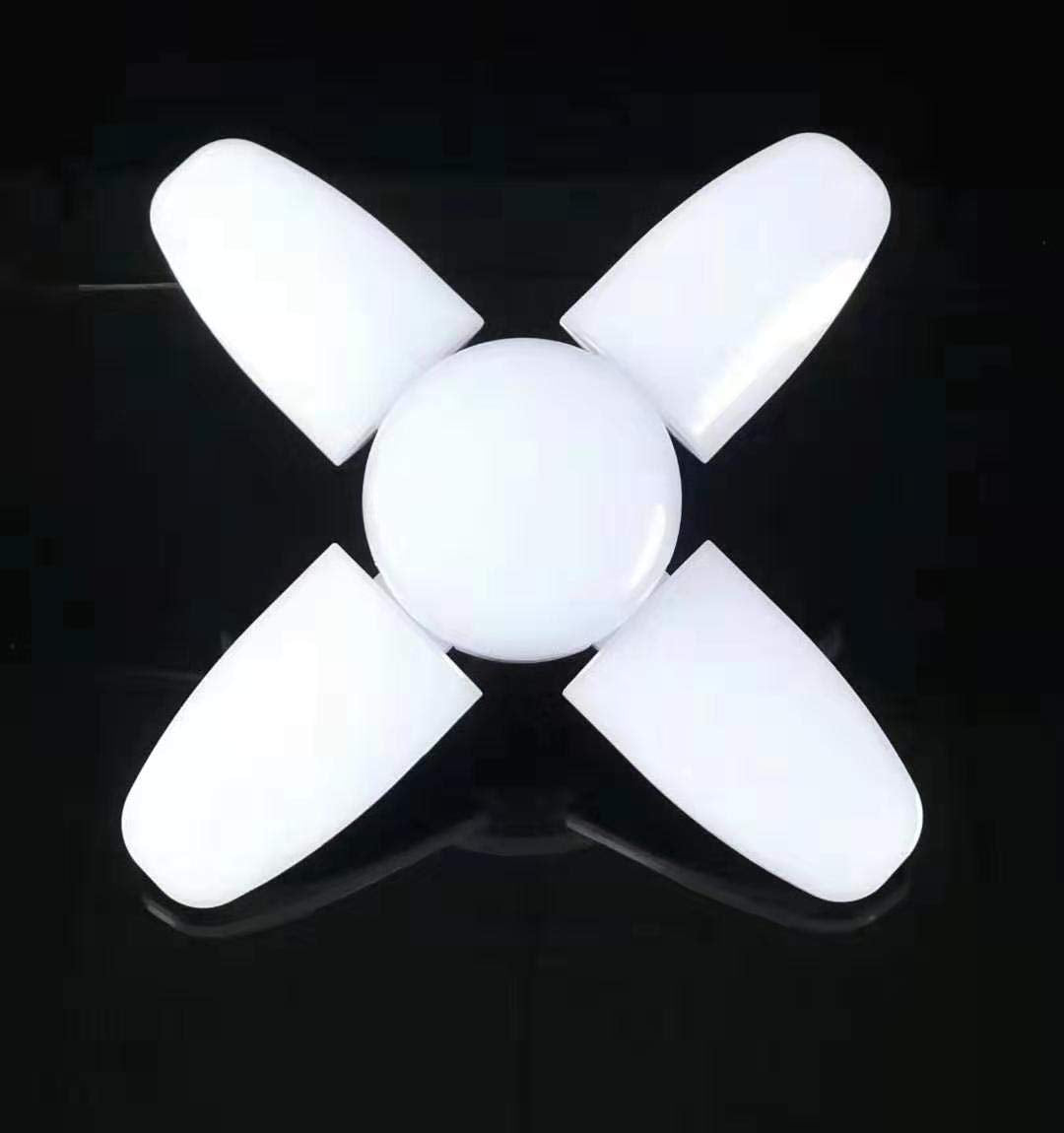 Macgo (2 Pack) Led Garage Lights, 60W Trilights Ceiling, High Low Bay Deformable Adjustable 4 Led Light Bulbs 6000Lm 6000K, Screw In Tribright Garage Lighting Fixture,Cri80 Daylight