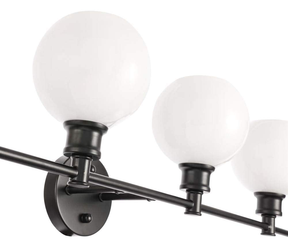 Living District Indoor Modern Home Decorative Bright Ceiling Collier 4 Light Black and Frosted White Glass Wall Sconce