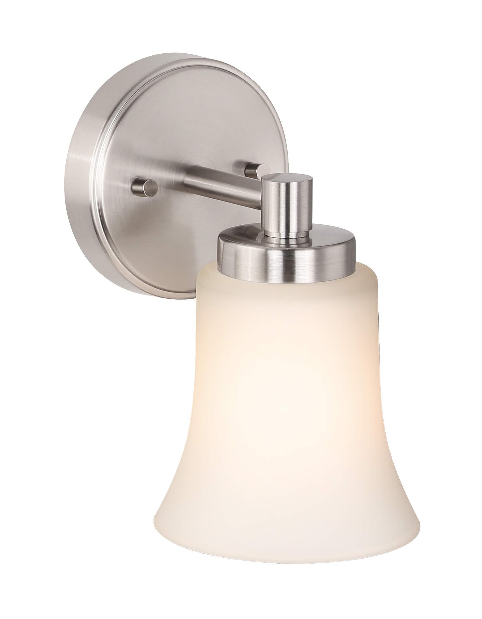 XiNBEi Lighting Wall Sconce, Single Bathroom Vanity Wall Light with Glass, Brushed Nickel Finish for Hallway & Bedroom XB-W1235-