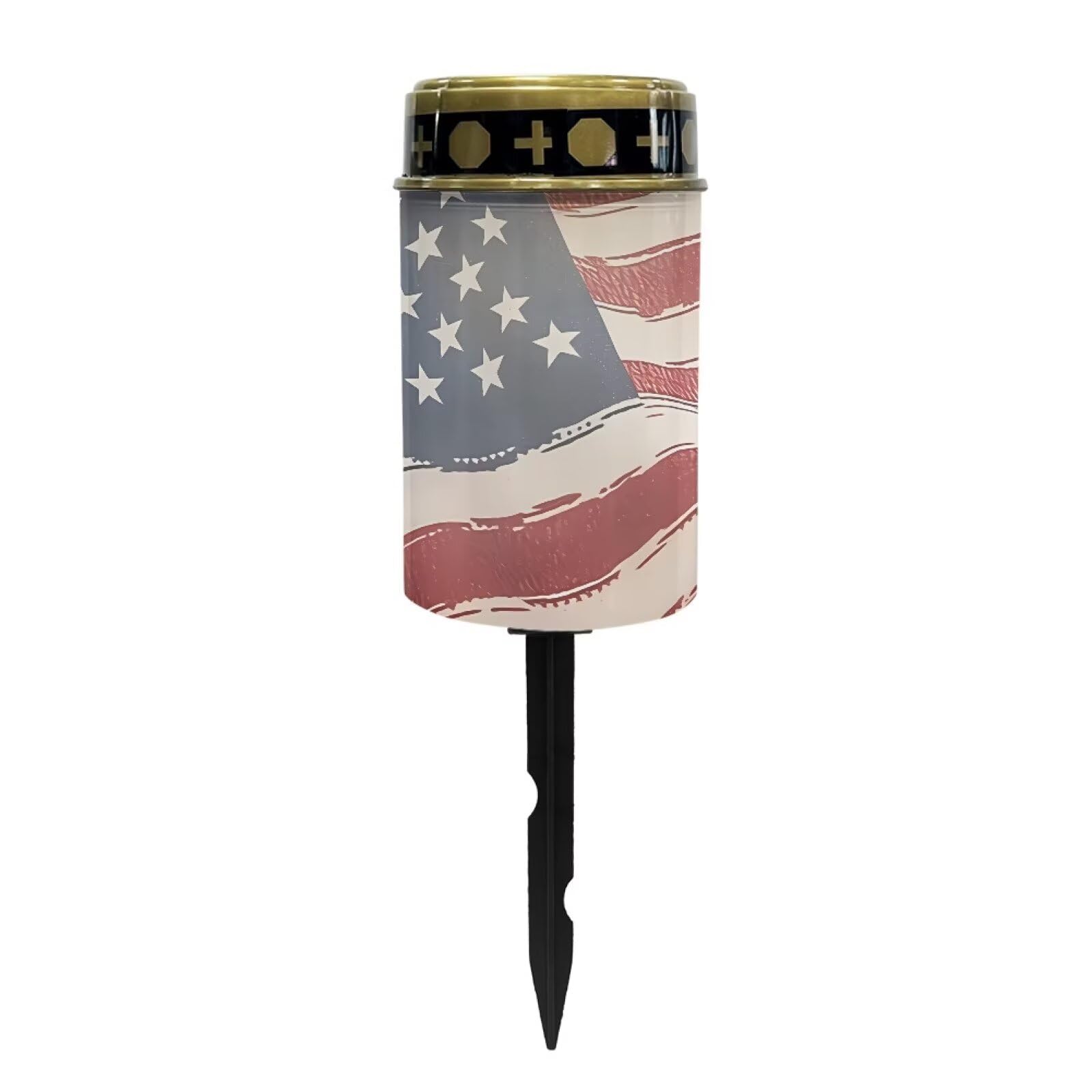 Psesaysky Cemetery Solar Stake Lights Patriotic American Flag Bright Solar Powered Lights
