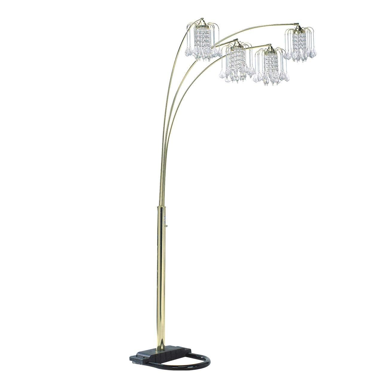 SH Lighting 84 Arc Tree Floor Lamp - Featrue 4 Bell Hanging Faux Crystal Ornaments Shades with U Shape Base - Great for Living R