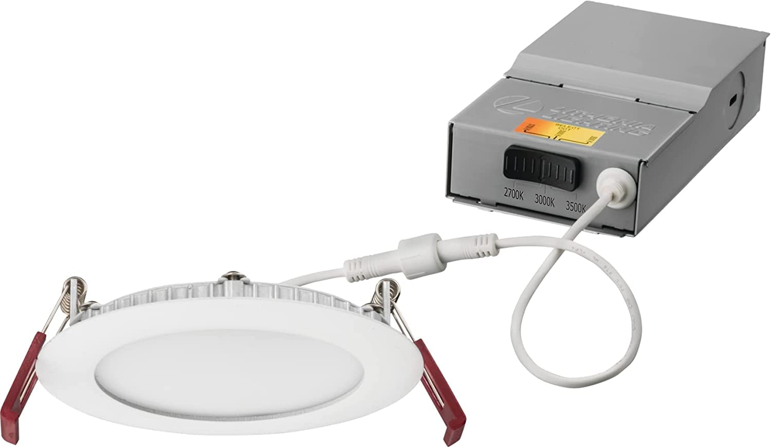 Lithonia Lighting WF6 LED 27K30K35K 90CRI MB M6 Recessed Wafer Downlight with Ultra Thin Round Trim, Color Temperature Selectabl