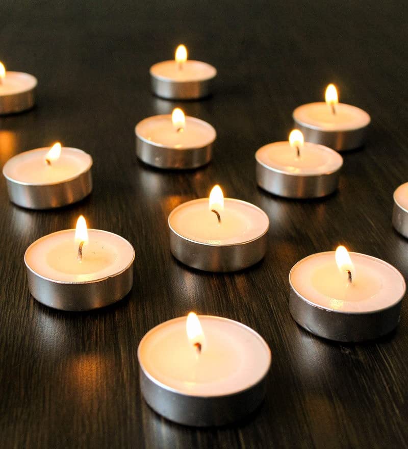 AuraDecor Pack of 50 Tealight Candle, Unscented Smokeless Burning Time 2.5 Hour to 3 Hour(100% Pure Paraffin Wax.)