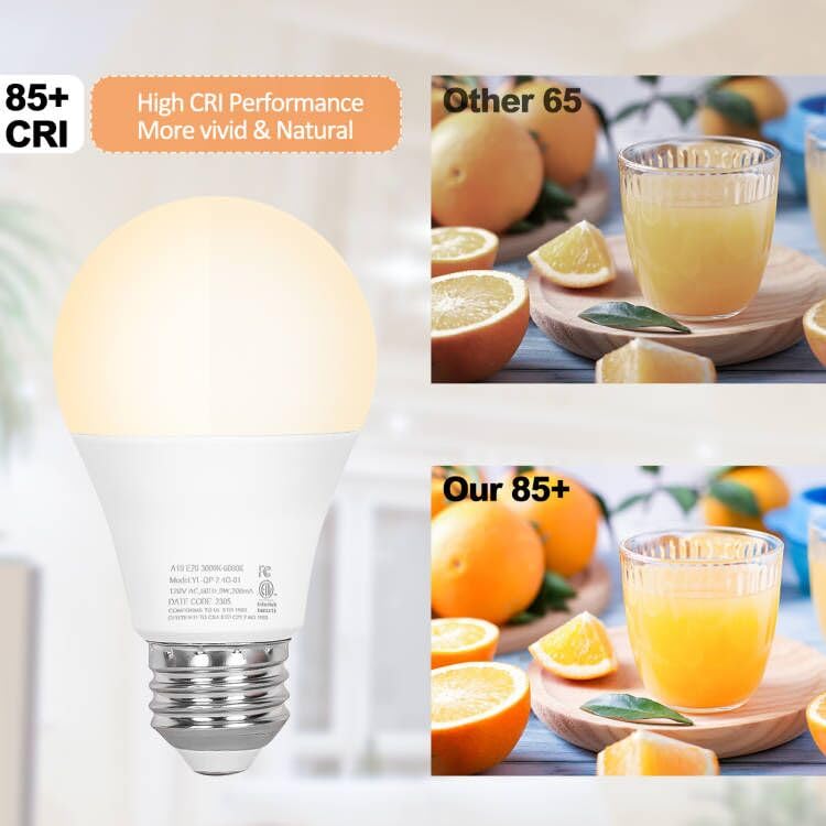 Brilvibera A19 LED Light Bulbs, Dimmable E26 with Remote Control, Warm White 2700K-6000K, 1 Pack, ABS Material