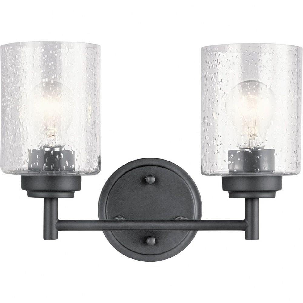 Kichler 45885Bk Winslow Vanity, 2-Light 150 Total Watts, Black, 12.75''