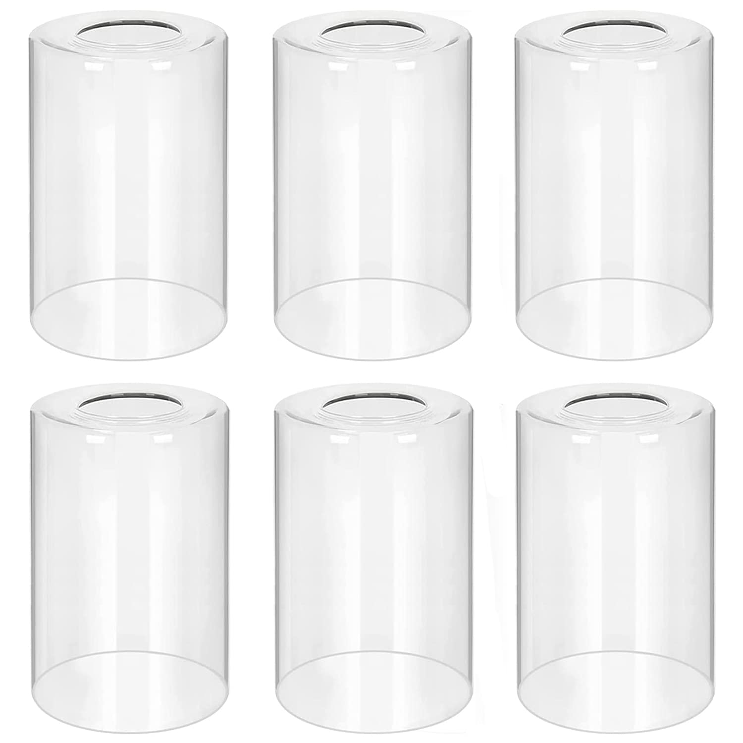 6-Pack Clear Glass Shade Replacements, Cylinder Glass Lamp Shade Covers for Light Fixtures, 5.5In Height, 3.54In Diameter, 1.65I