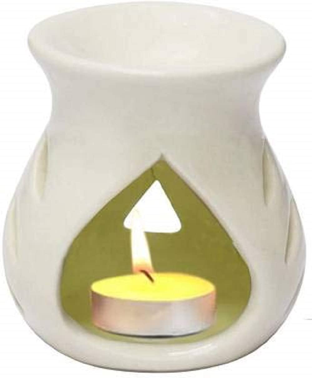 RTWARE Ceramic Clay Candle Operated Aroma Burner Oil Diffuser for Home Fragrance (White)