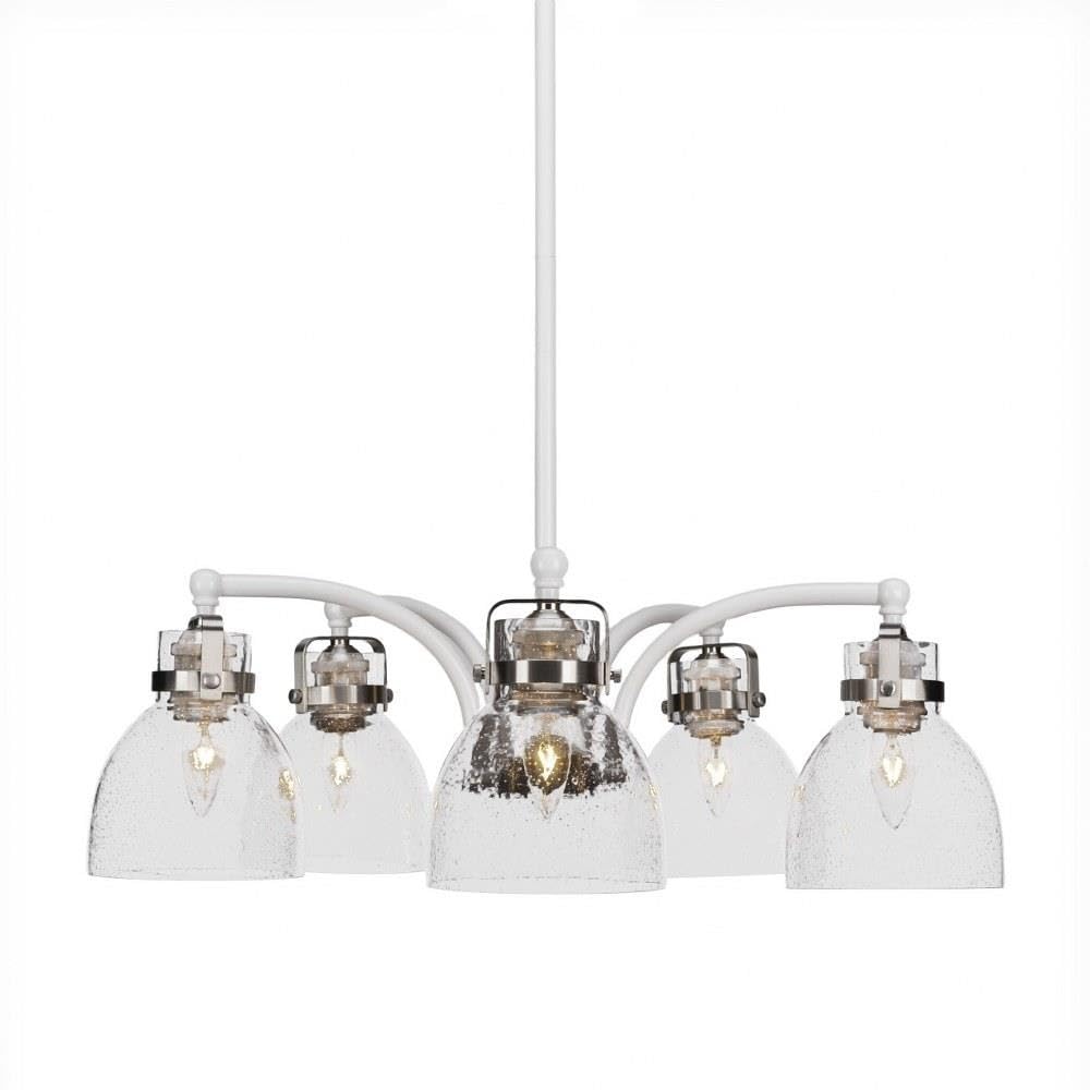 Toltec Lighting Easton 5 Light Chandelier in White & Brushed Nickel (1945-WHBN-4110)