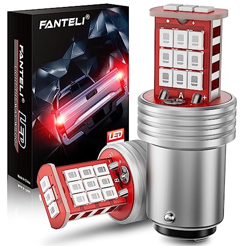 Fanteli 1157 Led Bulb Red For Brake Lights, 300% Brighter 2357 2057 7528 Bay15D Plug And Play Led Stop Brake Tail Lights, Pack O