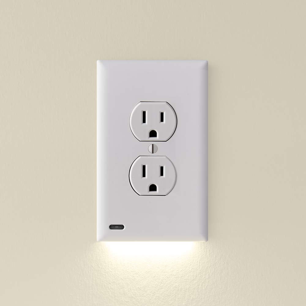 Snappower 2 Pack Guidelight 2 [For Duplex Outlets] - Replaces Plug-In Night Light - Electrical Receptacle Wall Plate With Led Ni