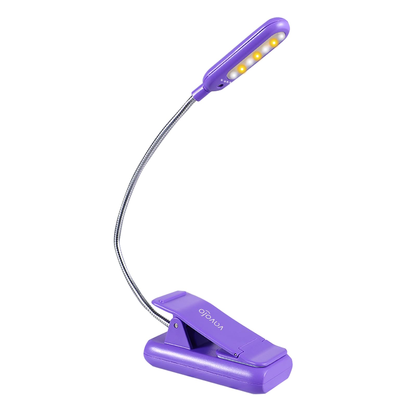 VAVOFO Rechargeable Book Light, 7 LED, 9-Level Warm Cool White, Eye Care Lamp, Dark Purple, Model KM-6720