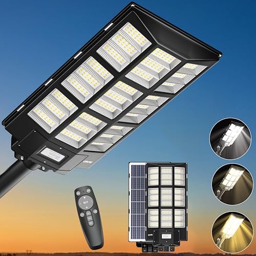 Ofuray Of-7200W Solar Street Light, 650000Lm Dimmable, IP67 Outdoor Security Flood Light, Black, 1 Pack with Remote Control