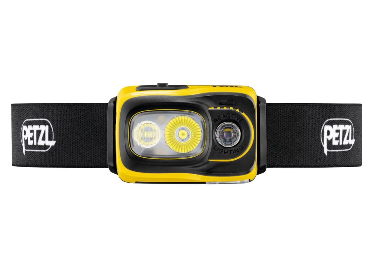 PETZL Swift RL Head Flashlight - 1100 Lumens, Rechargeable, Black and Yellow, Model E810AB00, Único Size