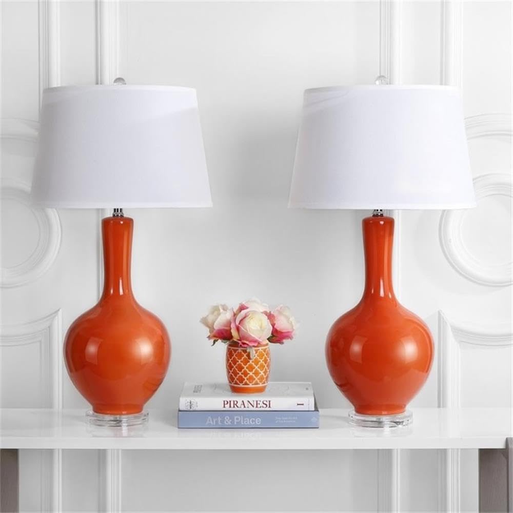 Safavieh Lighting Collection Blanche Gourd Orange Table Lamp, Set Of 2
