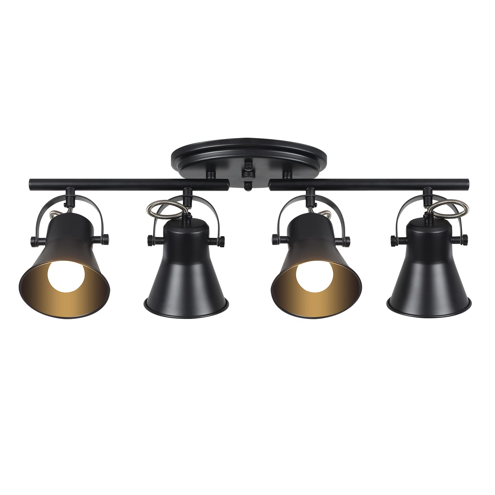 Keesfu 4-Light Track Lighting Kit,Black Semi Flush Mount Ceiling Light With 4 Rotatable Light Heads,Modern Accent Lighting For Livingroom,Bedroom,Hallway,Art Wall,Bathroom,Kitchen.(4-Light)