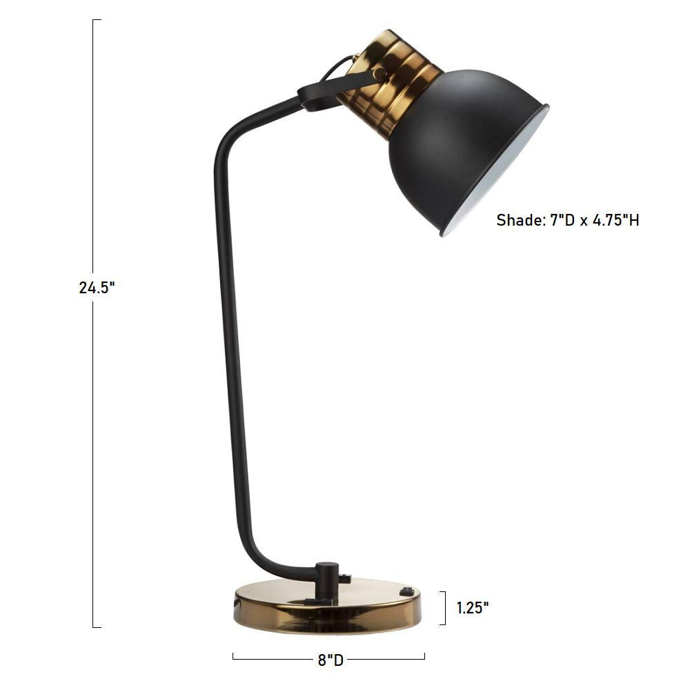 Sh Lighting 24.5'' Metal Table Desk Lamp - Vintage Industrial Style Arching Design, Features Adjustable Two-Tone Shade And Base-