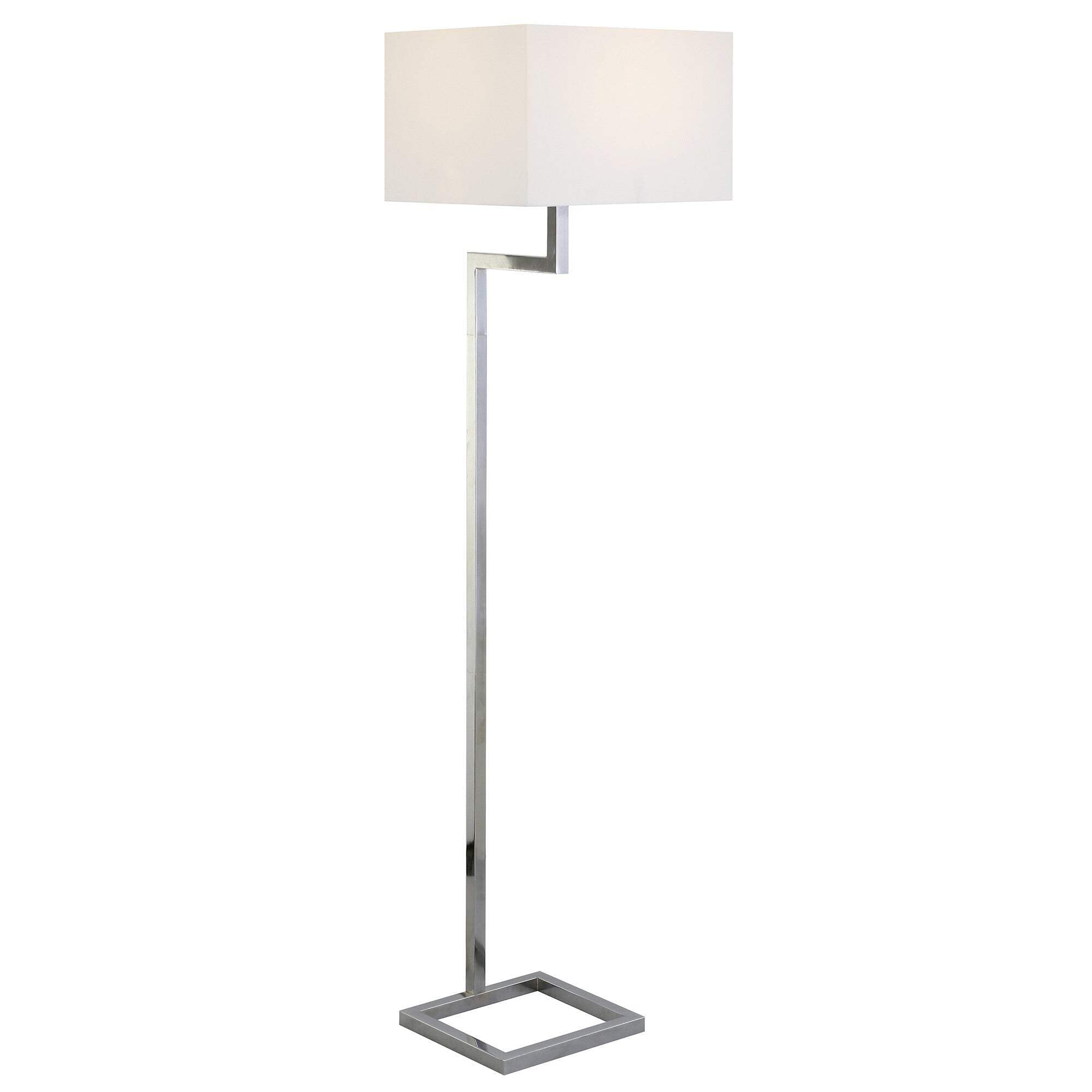 Homeroots 523440 64 In. Nickel Traditional Shaped Floor Lamp With White Frosted Glass Rectangular Shade