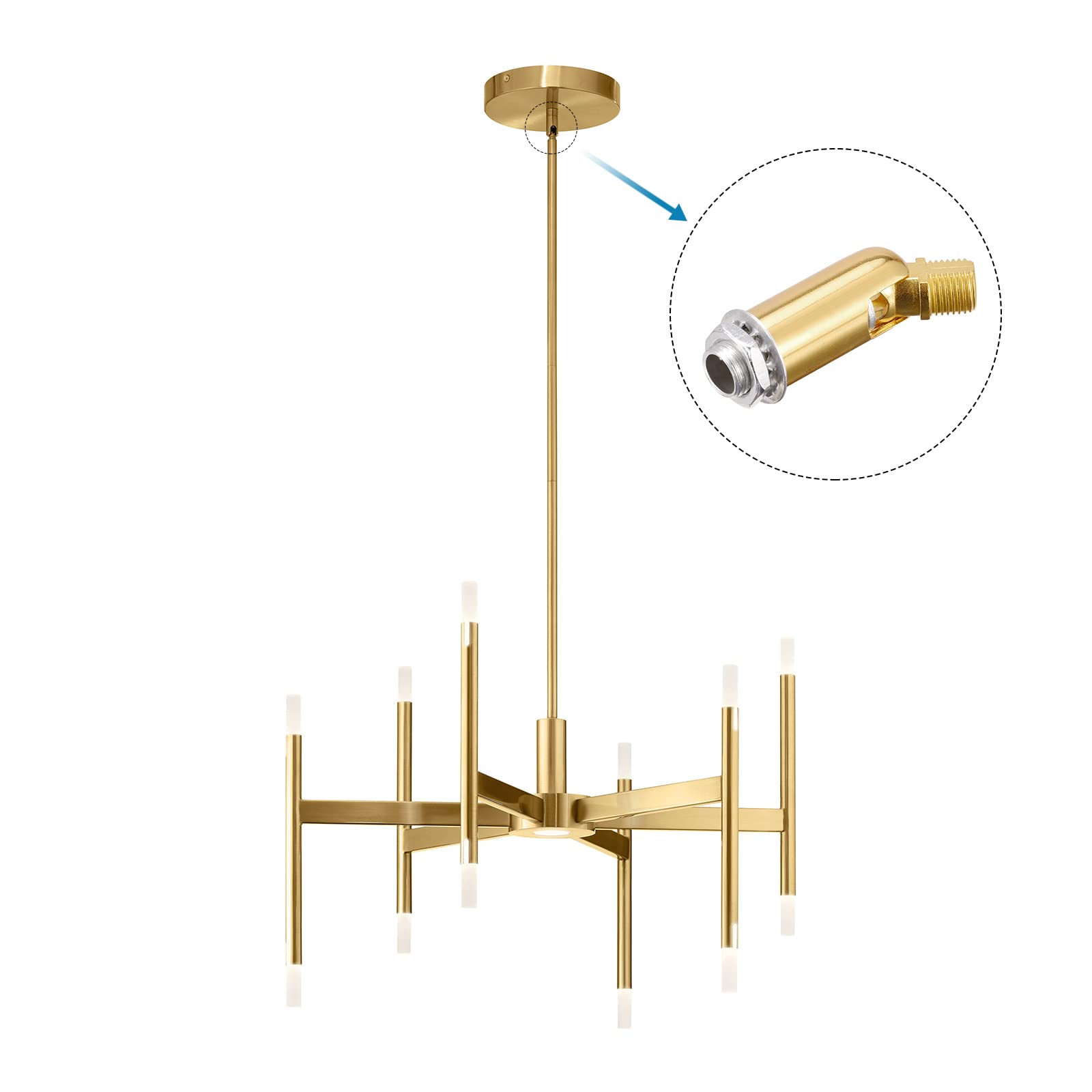 Meccanixity Sloped Ceiling Adapter 180 Degree Swivel M10 Thread, For Chandelier Ceiling Pendant Light, Gold Tone Pack Of 2