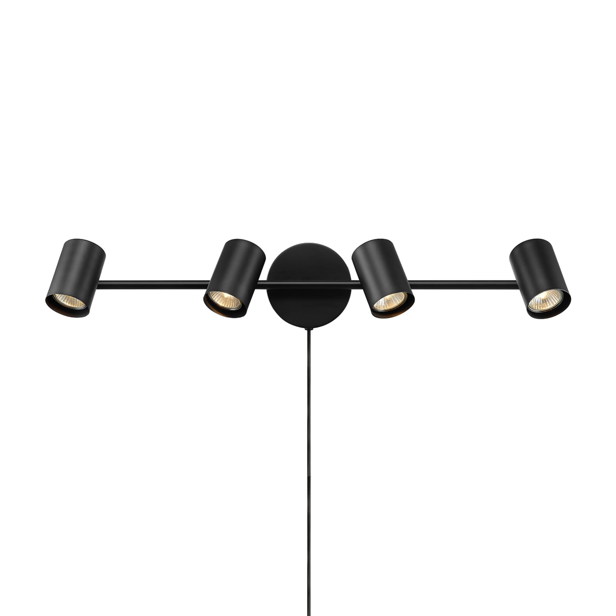 Globe Electric 64000119 26'' 4-Light Plug-in Track Lighting, Matte Black, Pivoting Track Heads, 15-Foot Black Cord, in-Line on/O