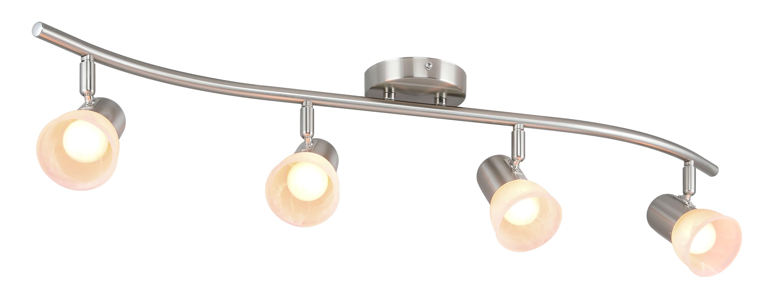 Xinbei Lighting Track Lighting, 4 Light S-Shaped Track Light Bar With Glass, Modern Kitchen Ceiling Light Bar Brushed Nickel Xb-