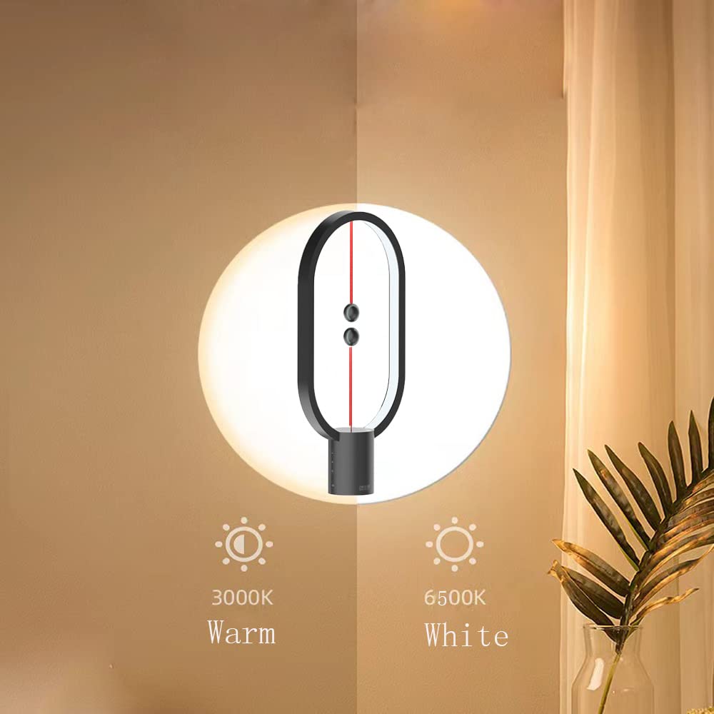 Xhope Table Lamp For Bedroom - Balance Lamp,Bedside Lamp With Touch Dimmer,Nightstand Lamp,3 Level Brightness Rechargered Night Light For Home,Office,College Dorm (Black)