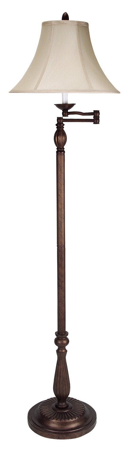 Cal Lighting Antique Rust Floor Lamp With Tan Fabric Shade, 62&quot; Wrought Iron Design