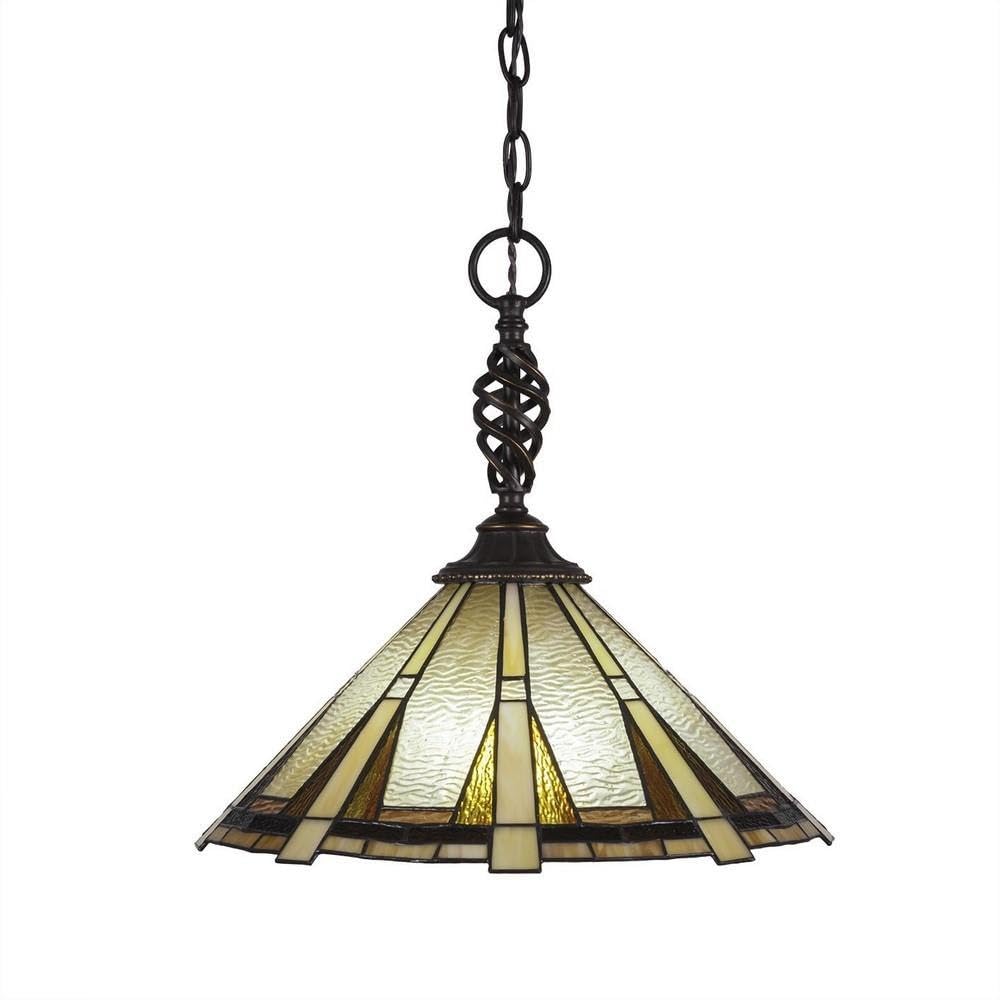 Toltec Lighting 82-DG-934 Eleganté Pendant with Zion Glass, 16&quot;, Dark Granite