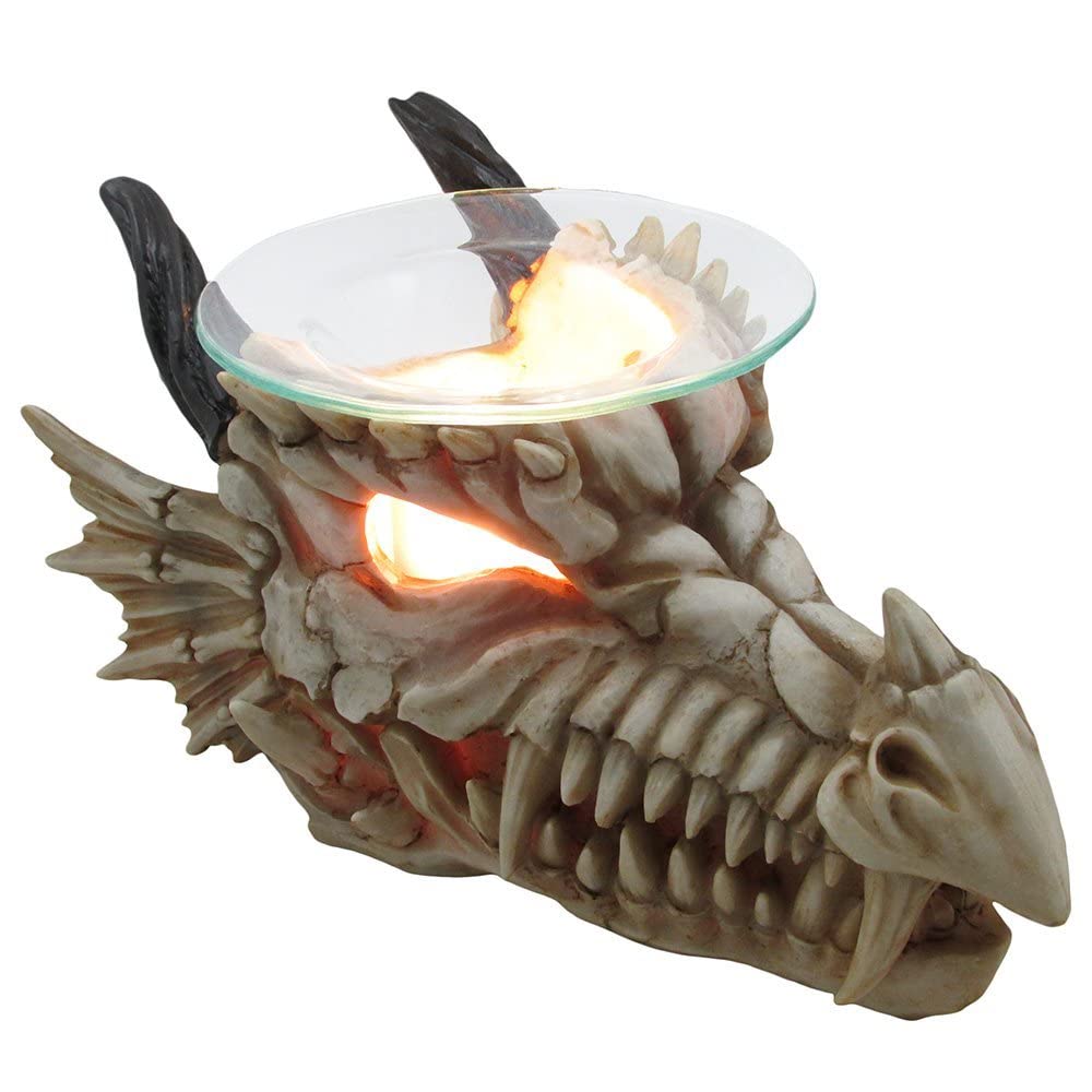 Decorative Snarling Magical Dragon Skull Electric Oil Warmer or Tart Burner for Aromatherapy Essential Scented Oils in Mythical