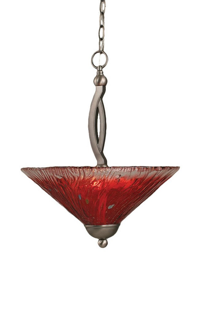 Toltech Lighting 274-Bn-716 16-Inch Two-Bulb Up Light Pendant Brushed Nickel With Raspberry Crystal Glass Shade