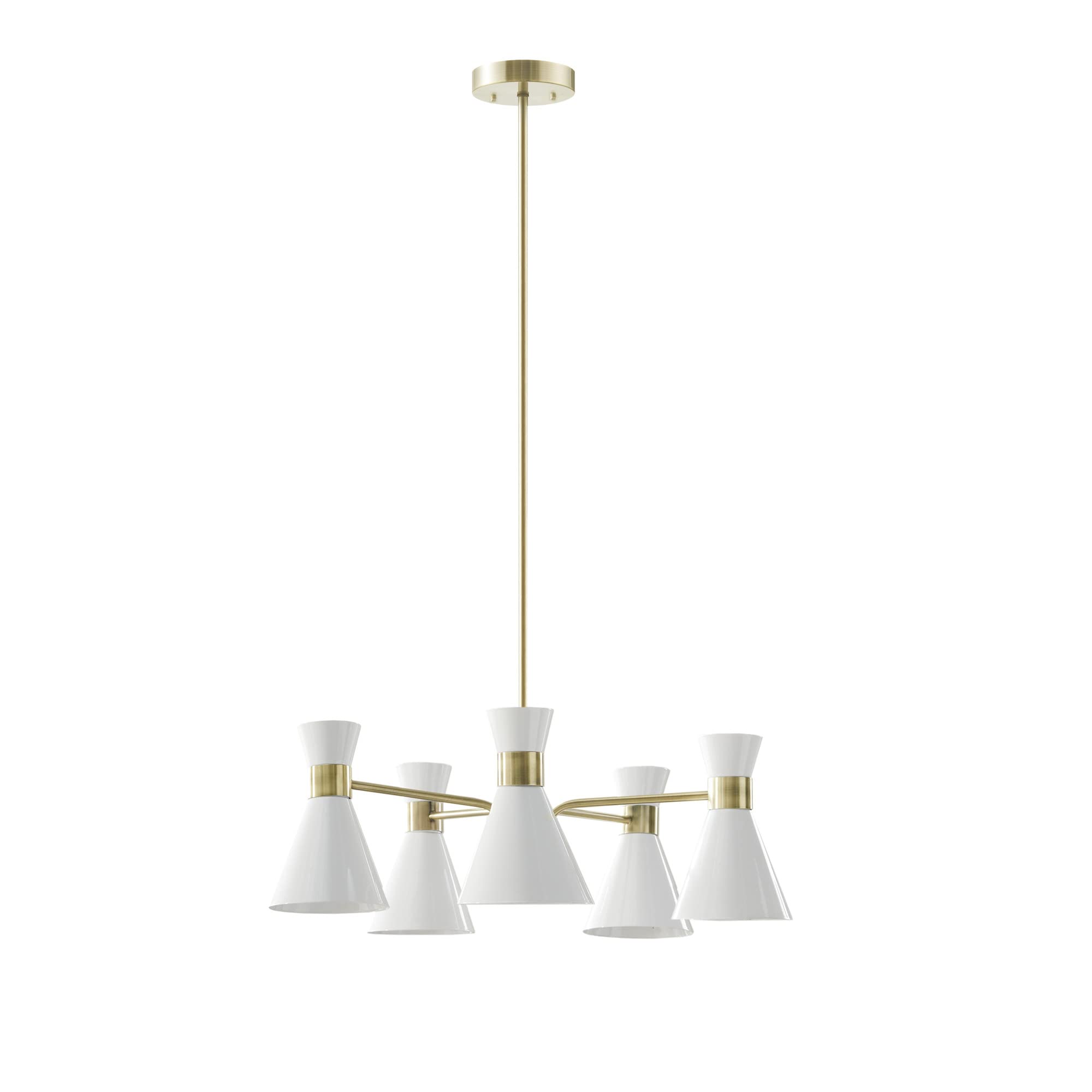 INK+IVY Ezra Mid-Century Chandeliers for Bedrooms, Adjustable Dining Ceiling Mount Light Fixture, 5 Bulbs Hanging Lamp, Hourglas